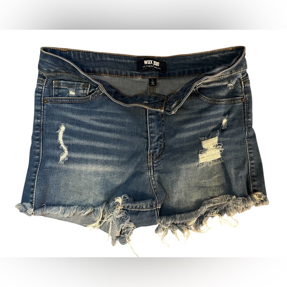 Wax Jean Distressed Denim Shorts